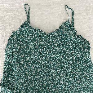 Green floral tank top